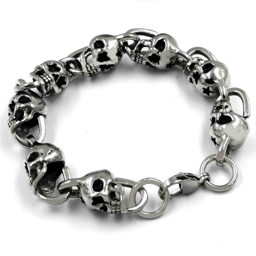 Mens stainless steel skull skeleton chain bracelet biker heavy jewelry birthday gifts for dad him boyfriend 24CM star Bracelet
Mens stainless steel skull skeleton chain bracelet biker heavy jewelry birthday gifts for dad him boyfriend 24CM star Bracelet