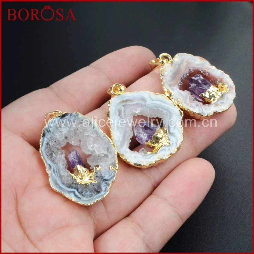 BOROSA Gold Color Natural Color Freeform Natural Onyx Druzy Drusy Crystal Druzy Slice Pendant Inlay Natural Purple Crystal WX007
BOROSA Gold Color Natural Color Freeform Natural Onyx Druzy Drusy Crystal Druzy Slice Pendant Inlay Natural Purple Crystal WX007