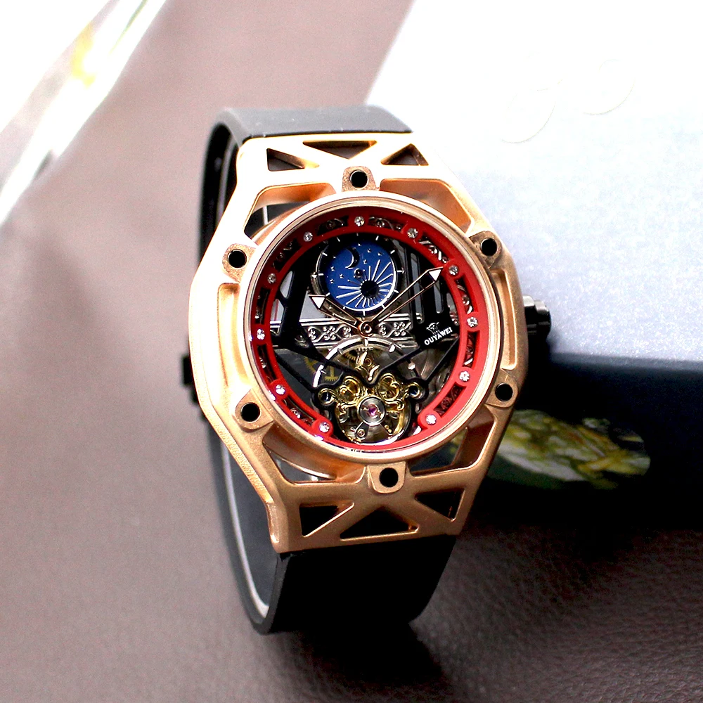 OUYAWEI Men Automatic Mechanical Watch Luxury Brand Tourbillon Wristwatch Male Clock AM/PM Moon Phase Function Relojes Hombre
OUYAWEI Men Automatic Mechanical Watch Luxury Brand Tourbillon Wristwatch Male Clock AM/PM Moon Phase Function Relojes Hombre