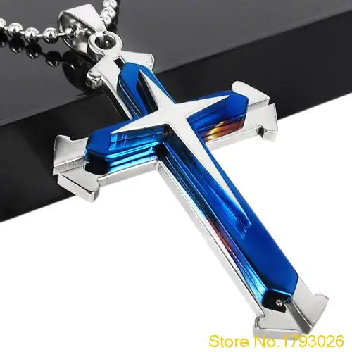 Blue Black Stainless Steel Men's Cross Pendant Necklace Chain Jewelry Accessories 4TT5
Blue Black Stainless Steel Men's Cross Pendant Necklace Chain Jewelry Accessories 4TT5