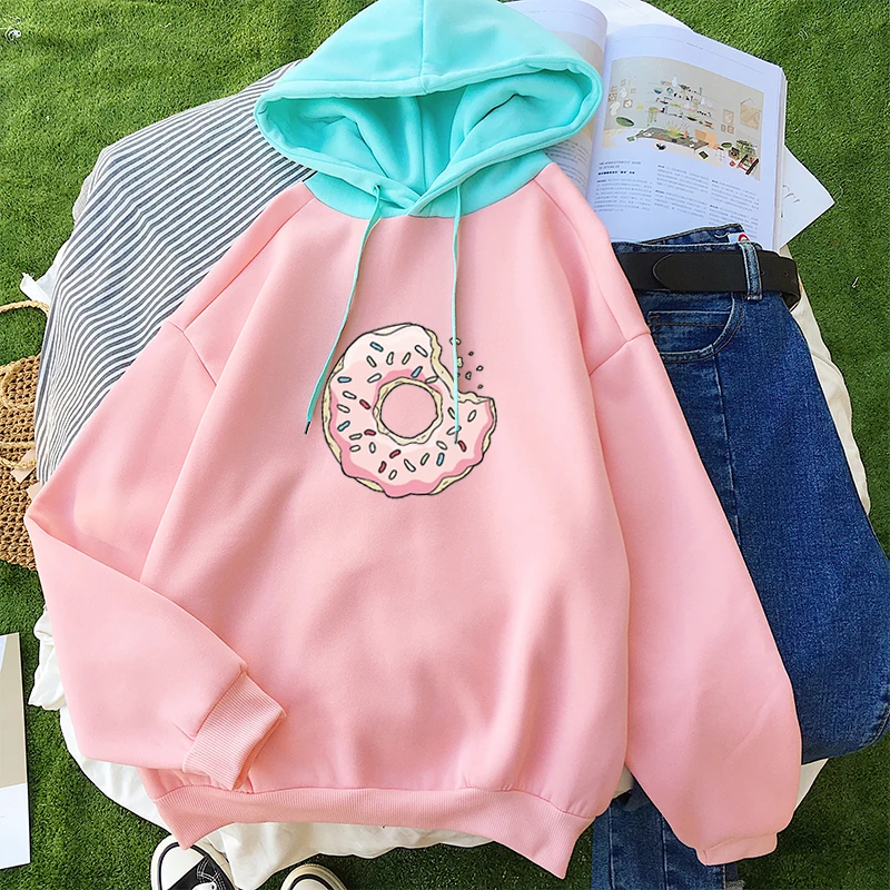 Women Hoodies Raglan Long Sleeve Casual Kawaii Outwear Autunm New Arrival Female Splicing Thick Lovely Doughnut Print Sweatshirt
Women Hoodies Raglan Long Sleeve Casual Kawaii Outwear Autunm New Arrival Female Splicing Thick Lovely Doughnut Print Sweatshirt