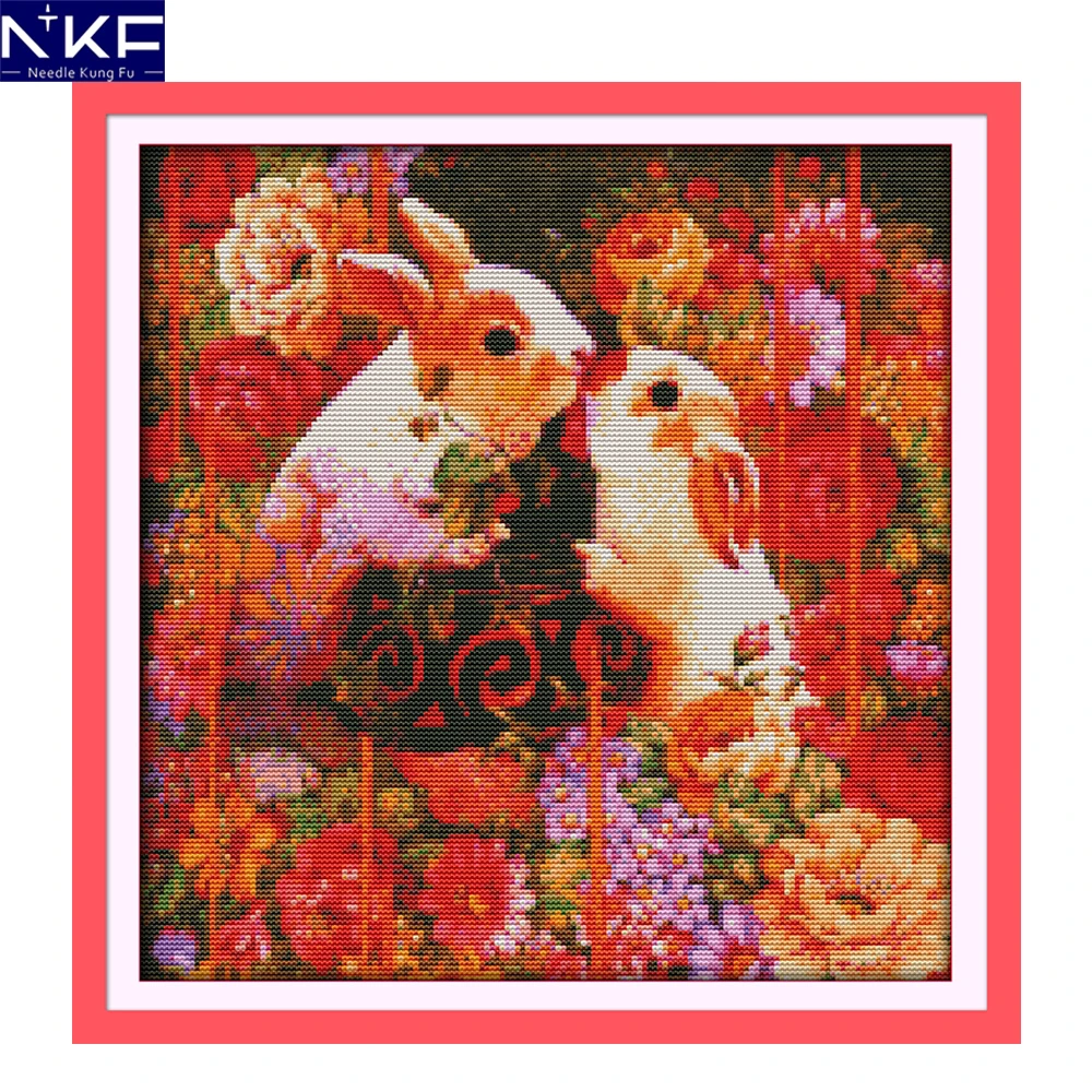 NKF The Happy Rabbit Lovers Cross Stitch Set Handmade Craft Needlework Embroidery Kit Animal Cross Stitch Pattern for Home Decor
NKF The Happy Rabbit Lovers Cross Stitch Set Handmade Craft Needlework Embroidery Kit Animal Cross Stitch Pattern for Home Decor
