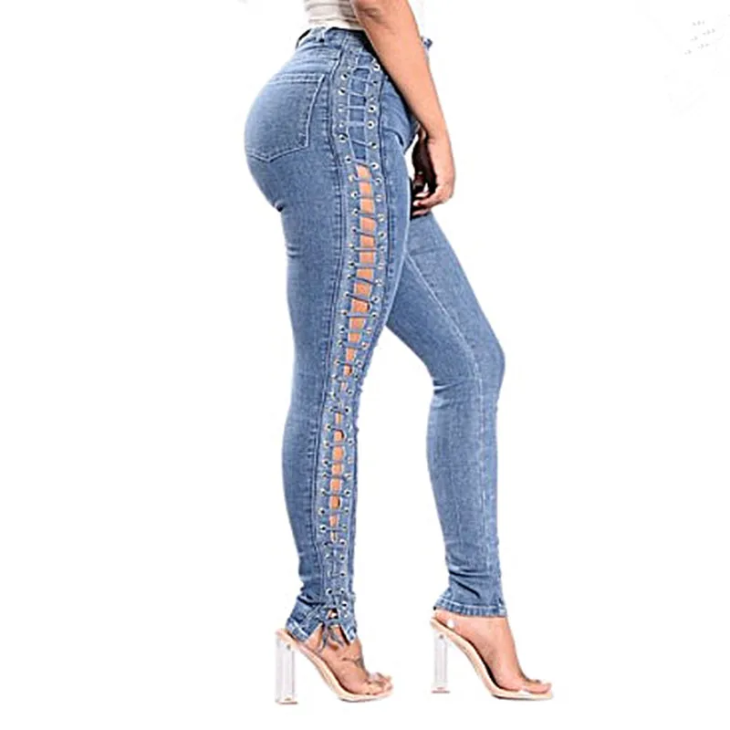 2019 New Fashion Lace Up Jeans Woman Straight Eyelet Denim Jeans For Women Pencil Pants
2019 New Fashion Lace Up Jeans Woman Straight Eyelet Denim Jeans For Women Pencil Pants