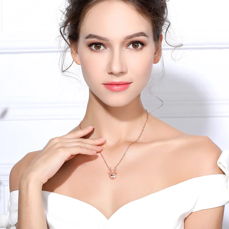 Eudora 925 Sterling Silver rose gold / silver Deer Antlers Pendant 100 Language i love you Necklace for Women Girls Fine Jewelry
Eudora 925 Sterling Silver rose gold / silver Deer Antlers Pendant 100 Language i love you Necklace for Women Girls Fine Jewelry