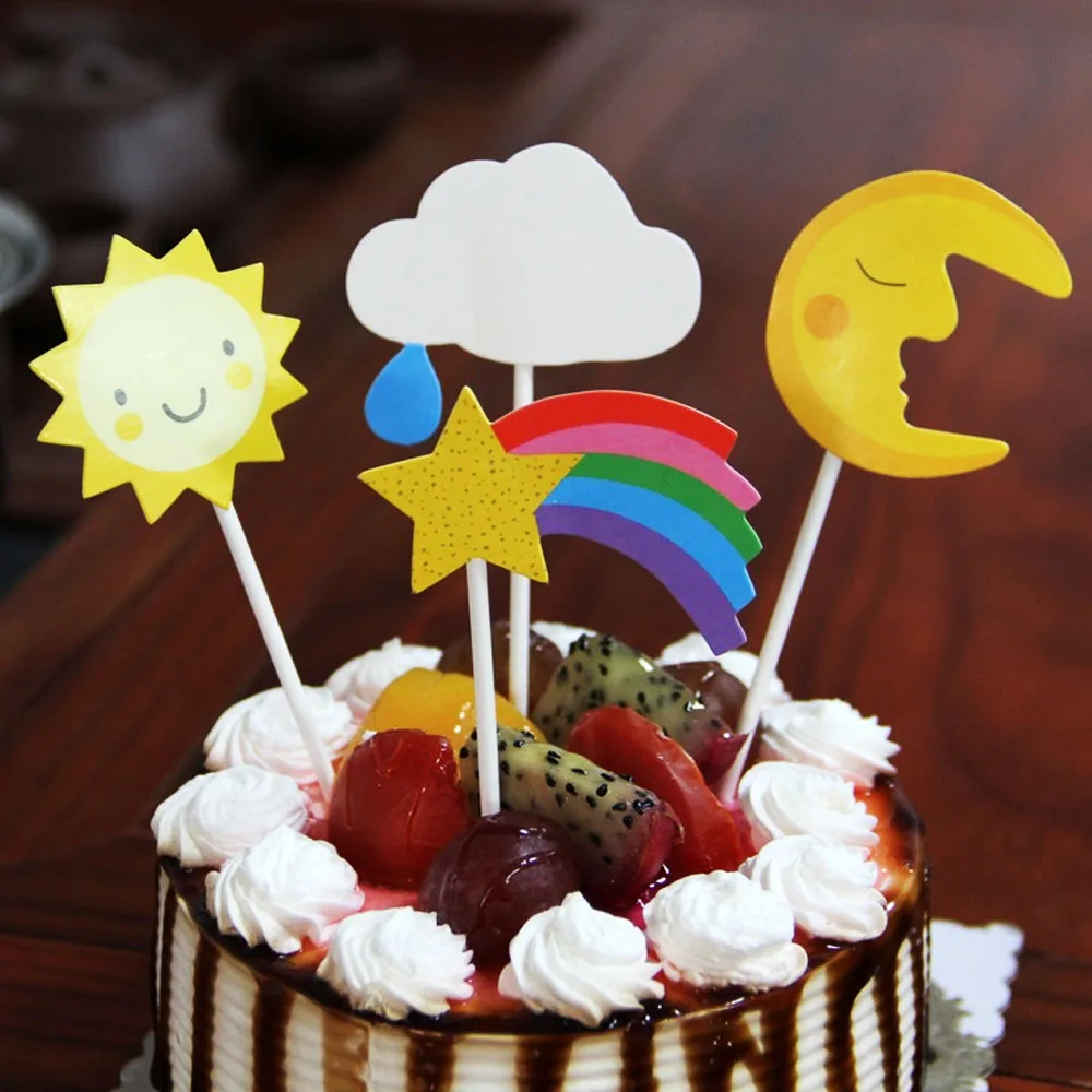 4pcs/set Birthday Cake Topper Cupcake Toppers Cartoon Sun Moon Cloud Star Top Flag Decoration Birthday Party Wedding Supplies
4pcs/set Birthday Cake Topper Cupcake Toppers Cartoon Sun Moon Cloud Star Top Flag Decoration Birthday Party Wedding Supplies