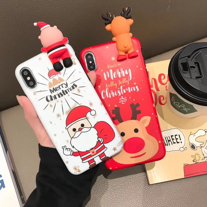 Чехол для телефона с рождественским рисунком оленя Санта Клауса iPhone Xs Max Xr