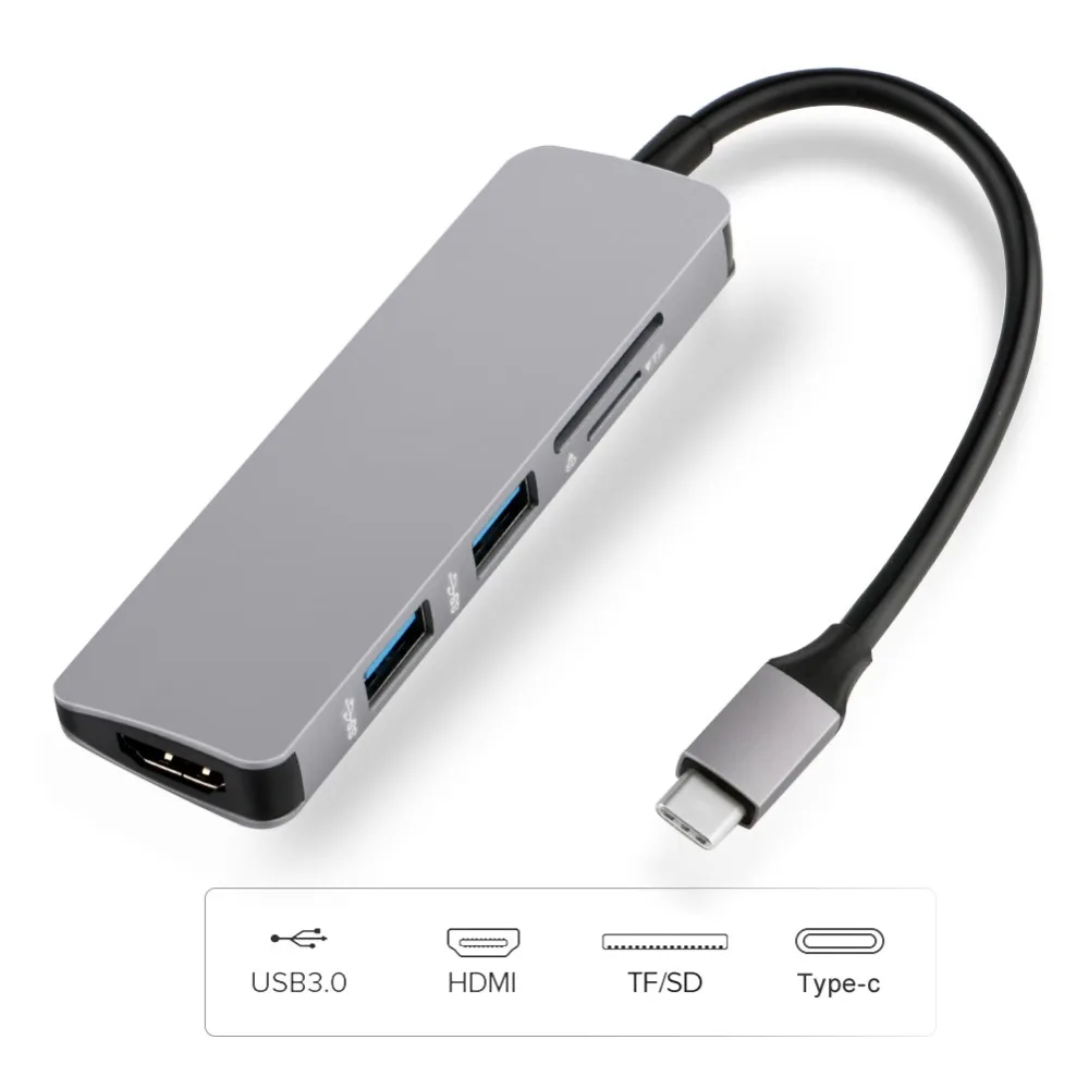 5 в 1 USB C концентратор адаптер для чтения карт памяти Micro SD/TF MacBook Samsung Galaxy S9/S8 Huawei P20