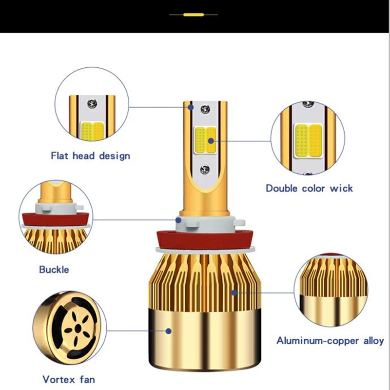 

2PCS Car Headlight H4 LED H7 LED Bulb 3000K 6000K H1 H3 H8 H11 9005 HB3 9006 HB4 880 881 H27 LED Dual Color Yellow White Light