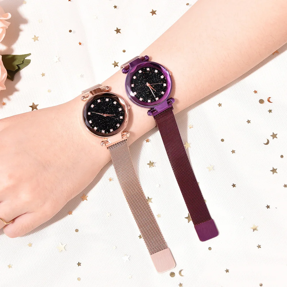 2019 Luxury Diamond Rose Gold Women Watches Starry Sky Magnetic Mesh Ladies Quartz Wrist Watch For relogio feminino montre femme
2019 Luxury Diamond Rose Gold Women Watches Starry Sky Magnetic Mesh Ladies Quartz Wrist Watch For relogio feminino montre femme