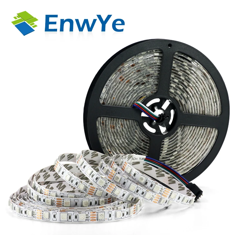 Фото ENWYE 5М 300 Светодиодная лента RGB водонепроницаемая 3528 5050 DC12V 60 светодиодов/м гибкая лента для домашнего декора светильник.