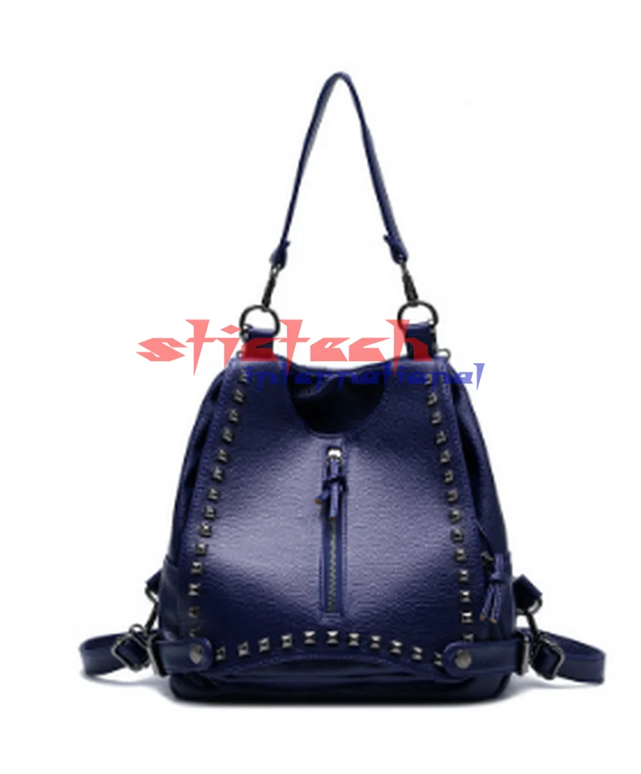 by dhl or ems 10pcs Leisure backpack new European rivet washed leather shoulder bag large capacity | Багаж и сумки
