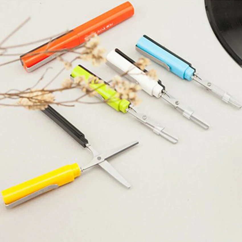 Personality color scissors pen type folding portable scissors safety hand scissors with protective cover tailor office supplies
Personality color scissors pen type folding portable scissors safety hand scissors with protective cover tailor office supplies