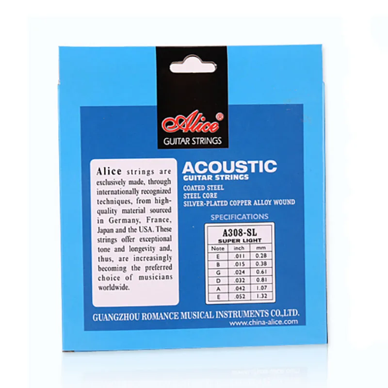 Wholesale 12 sets/lot Alice A308-L Acoustic Guitar Strings Super Light 6-string Set
Wholesale 12 sets/lot Alice A308-L Acoustic Guitar Strings Super Light 6-string Set