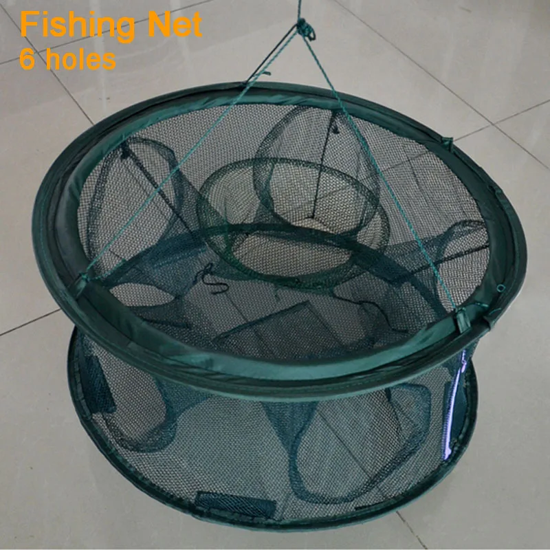Складная Нейлоновая рыболовная клетка 6 отверстий|fish cage|fish crawdadcrab fishing |