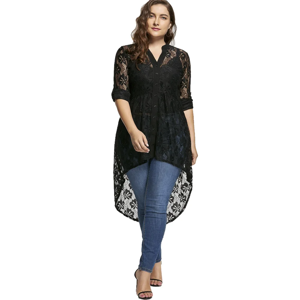 Bachash Plus Size 5XL New Large Size women's long-sleeved Lace Sexy Long Shirt Top
Bachash Plus Size 5XL New Large Size women's long-sleeved Lace Sexy Long Shirt Top