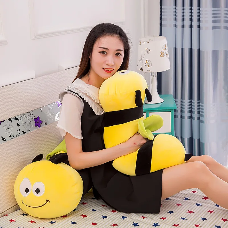 55 см мультфильм Kawaii Мягкие плюшевые игрушки пчелки мягкая одежда с принтом милой