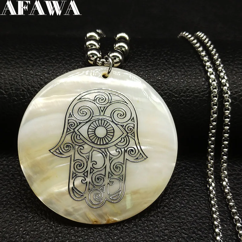 Женское Ожерелье из нержавеющей стали Hamsa длинное ожерелье серебряного цвета с