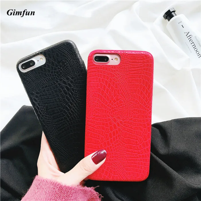 Gimfun Simple Vintage Pu Leather Case Red Black Business for Iphone 7 7plus 6 6s 8 Plus X Soft Tpu Back Cover | Мобильные телефоны
