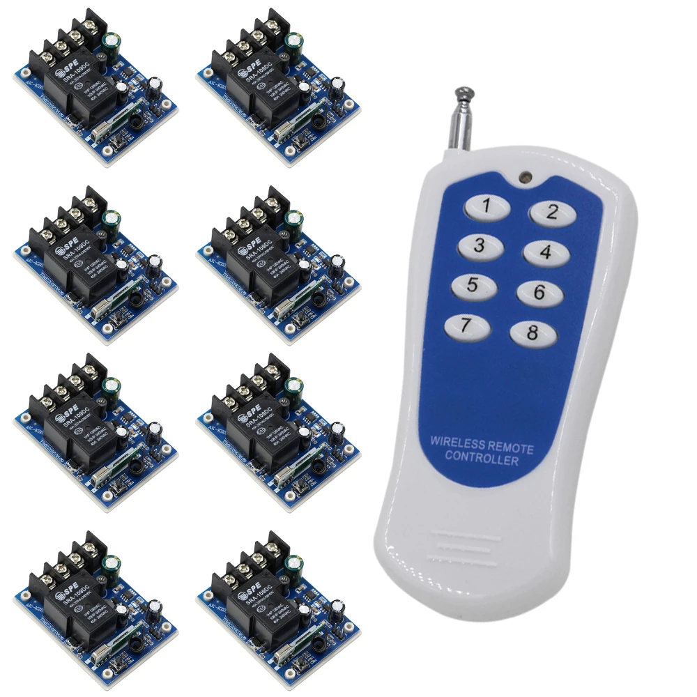 New DC 12V 24V 36V 48V 30A Relay Receiver RF Wireless Remote Control Switch System And Wireless Remote Controller with 8 Buttons
New DC 12V 24V 36V 48V 30A Relay Receiver RF Wireless Remote Control Switch System And Wireless Remote Controller with 8 Buttons