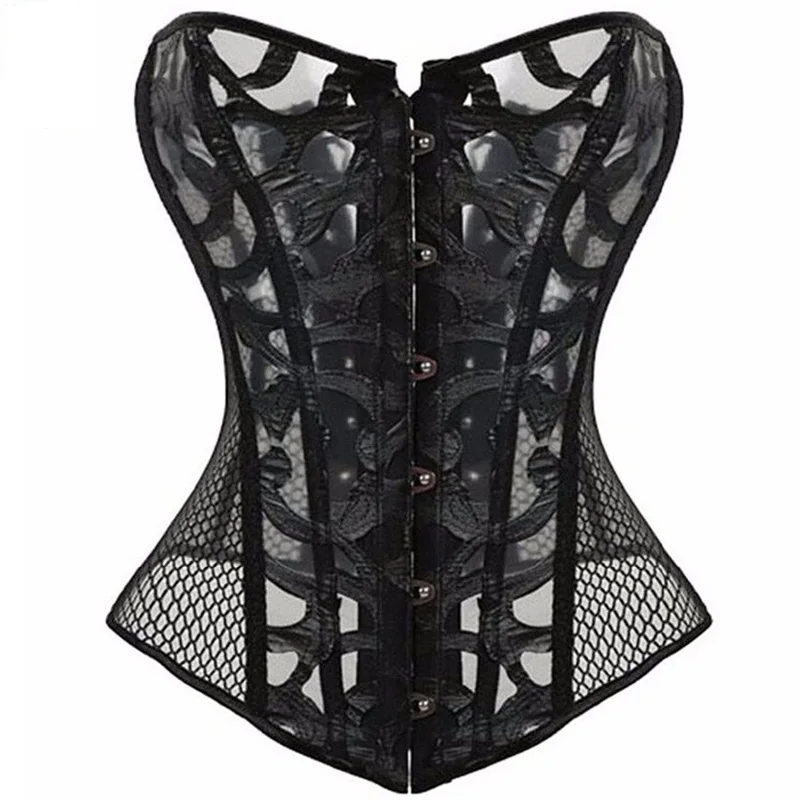 Caudatus Hollow Mesh Corset for Women Burlesque Lace up Gothic Bustier Overbust Corselet Costumes Sexy Tops Black White Lingerie
Caudatus Hollow Mesh Corset for Women Burlesque Lace up Gothic Bustier Overbust Corselet Costumes Sexy Tops Black White Lingerie