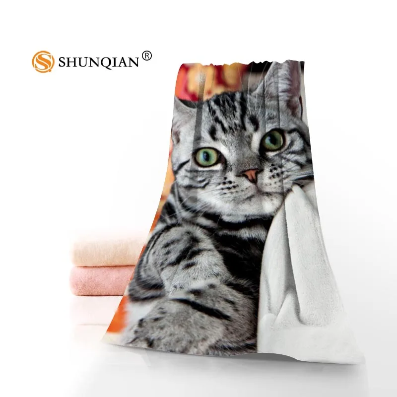 

Custom Animal cat 35x75cm 70x140cm Towels Facecloth Bath Towel Microfiber Washcloth Quick drying Sports Towel