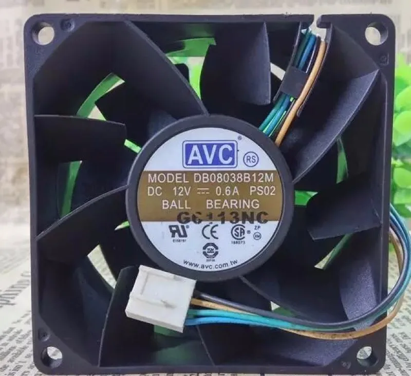 AVC 8038 8 см DB08038B12M 12V 0.60A 4пр двойной шарикоподшипник контроль температуры
