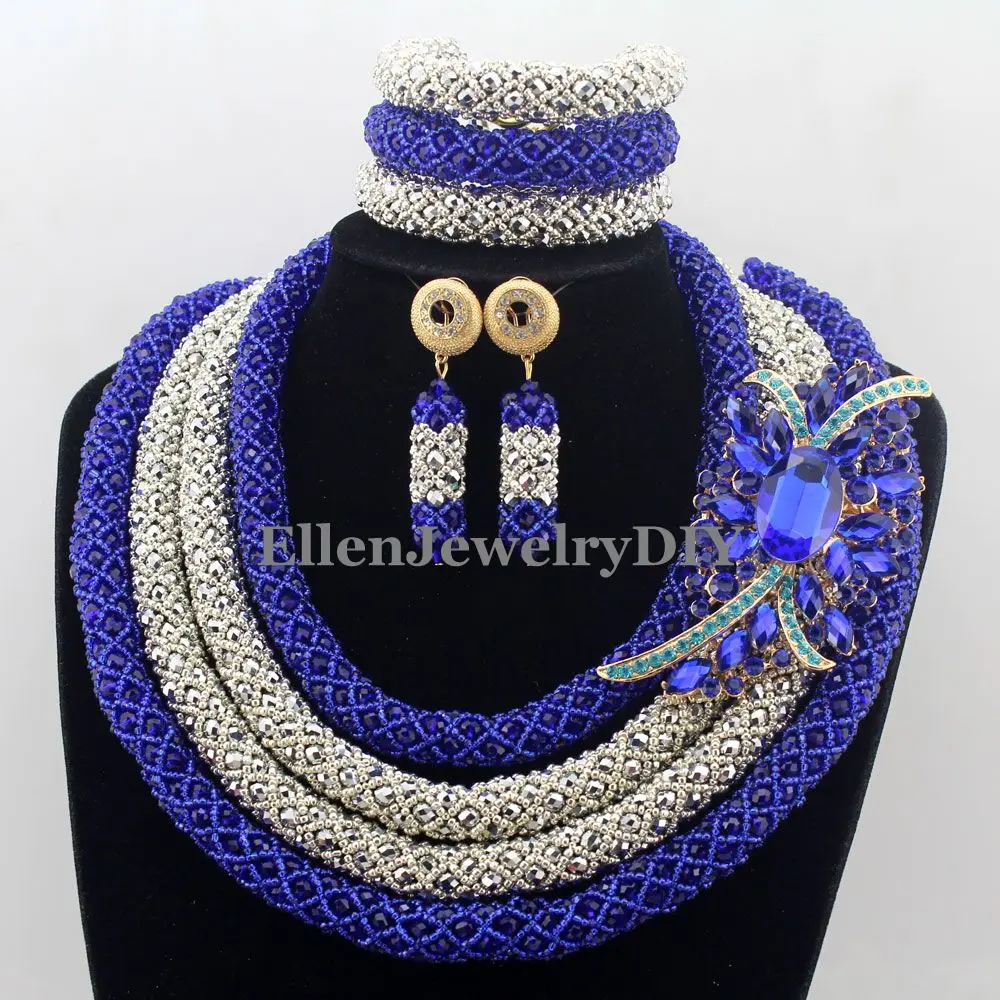 Handmade african Beads Jewelry Set Fashion nigerian Wedding beads Jewelry set Statement beaded Necklace Set W12836