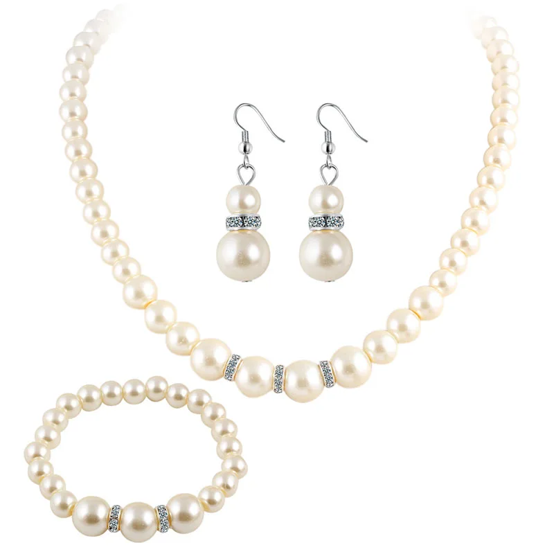 RE Sliver color simulated pearl jewelry sets for women vintage necklace crystal earrings bracelet party wedding accessories J25
RE Sliver color simulated pearl jewelry sets for women vintage necklace crystal earrings bracelet party wedding accessories J25