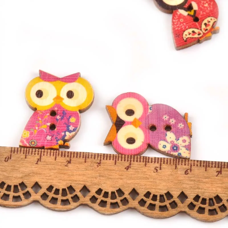 50pcs Lovely Owl Wooden Buttons for clothing Sewing Scrapbooking Crafts Woodcraft Button DIY Clothes Accessories 24x30mm M0729x | Дом и сад