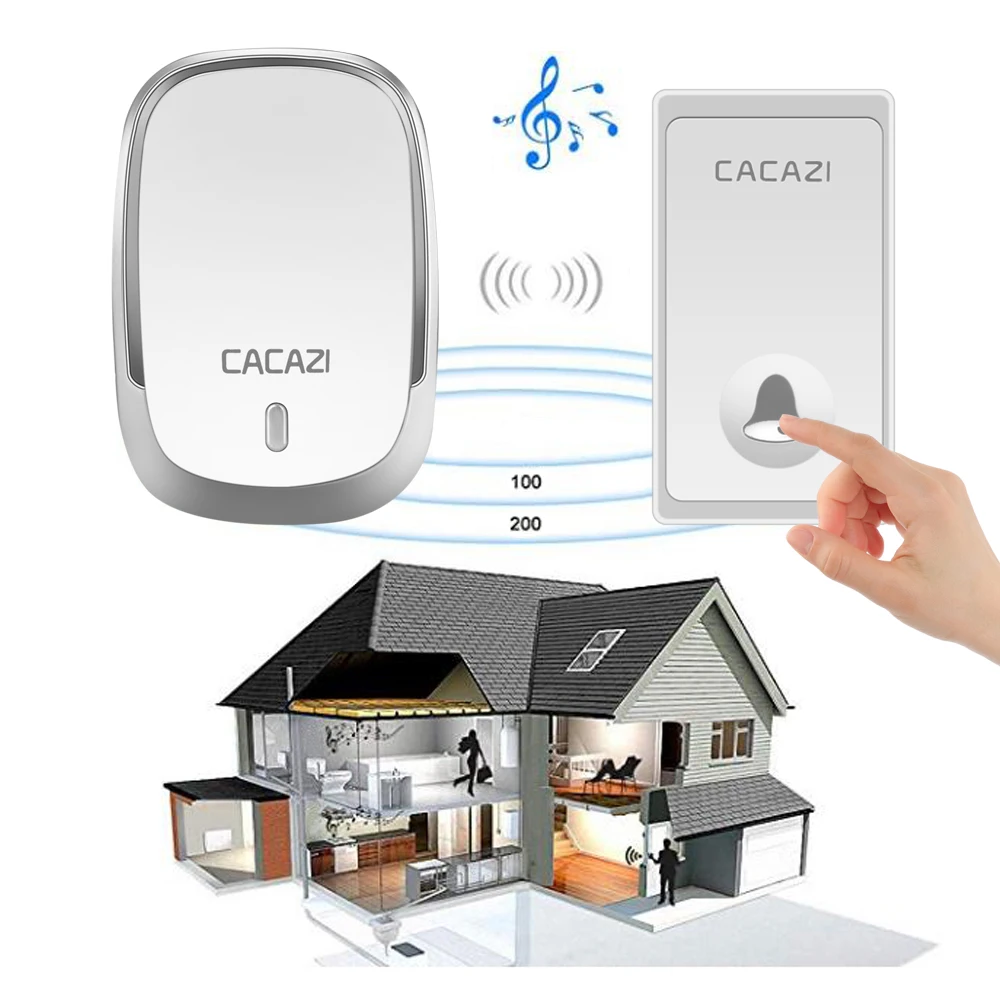 CACAZI водонепроницаемый беспроводной дверной звонок с автономным питанием без