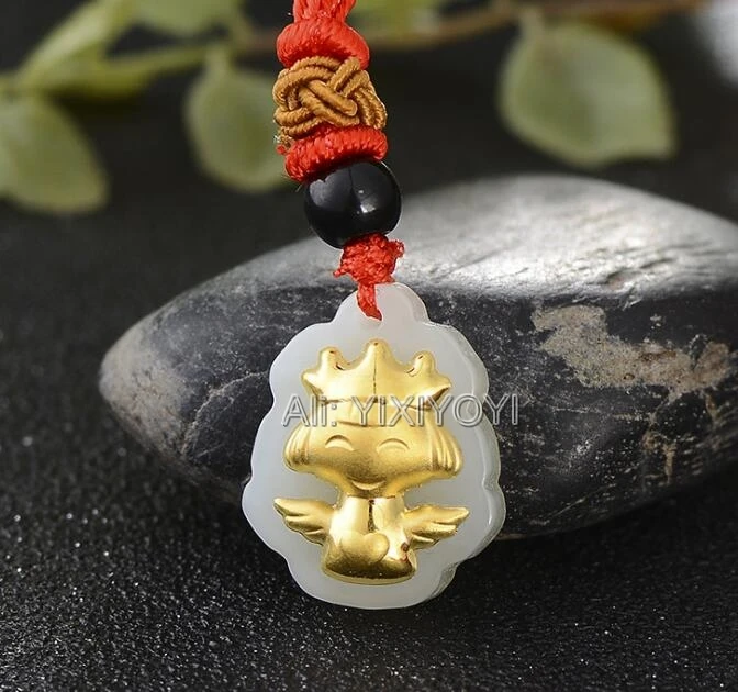 Natural White Hetian Jade + 18K Solid Gold Carved Cute Crown Angel Lucky Pendant + free Necklace Fine Jewelry + Certificate
Natural White Hetian Jade + 18K Solid Gold Carved Cute Crown Angel Lucky Pendant + free Necklace Fine Jewelry + Certificate