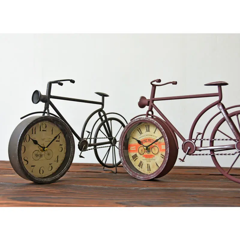 Antique Style Clocks Vintage Metal Bicycle Bike Desk Clock Home Decoration Retro Table Ornament | Дом и