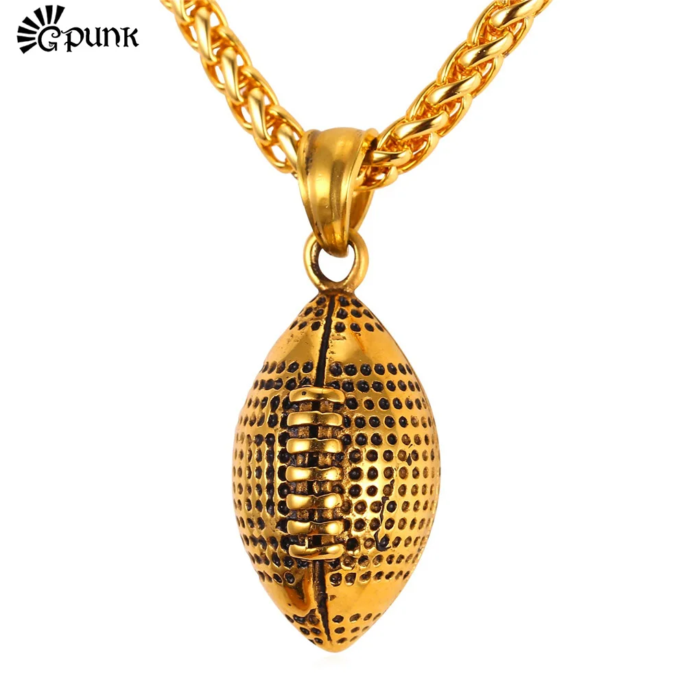 rugby pendant with chain gym jewelry accessories 316L stainless steel Gold color women men statement ball pendant P2298G
rugby pendant with chain gym jewelry accessories 316L stainless steel Gold color women men statement ball pendant P2298G