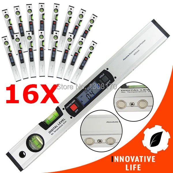 16 x pieces Digital Angle Finder Spirit Level Upright Inclinometer 360 Degree Range Digital Level Angle Finder Tool with Magnets
16 x pieces Digital Angle Finder Spirit Level Upright Inclinometer 360 Degree Range Digital Level Angle Finder Tool with Magnets