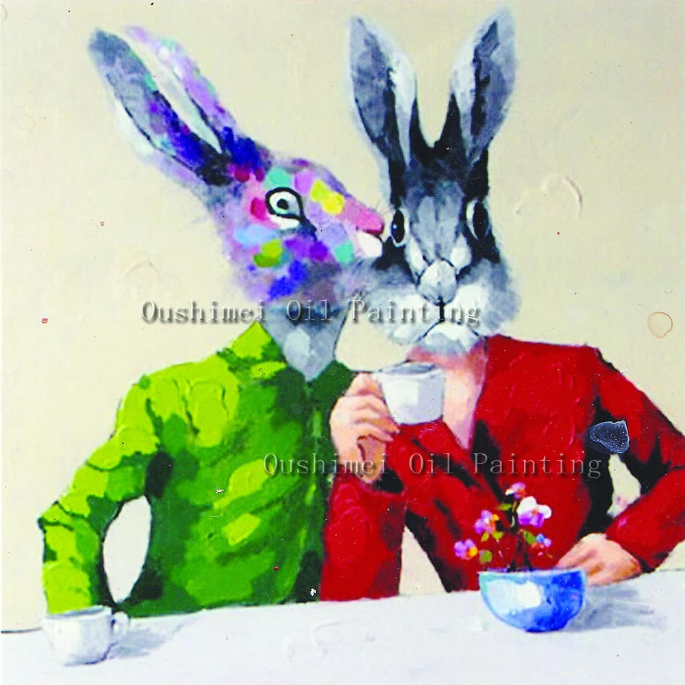 NEW Hand Painted Animals Oil Painting Hang Wall Paintings Modern Rabbit Paintings Funny Canvas Painting For Living Room Decor
NEW Hand Painted Animals Oil Painting Hang Wall Paintings Modern Rabbit Paintings Funny Canvas Painting For Living Room Decor