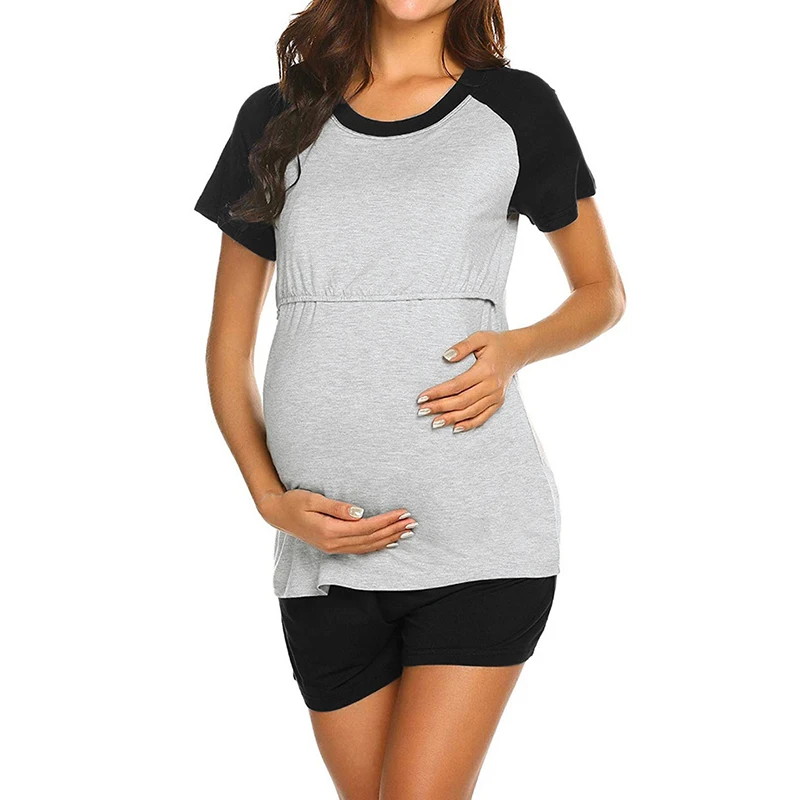 Women Short Sleeve 2PCS Pajamas Set T-Shirt Tops Shorts Nursing Maternity Tracksuit Nightwear Casual Street Daily Color Block
Women Short Sleeve 2PCS Pajamas Set T-Shirt Tops Shorts Nursing Maternity Tracksuit Nightwear Casual Street Daily Color Block
