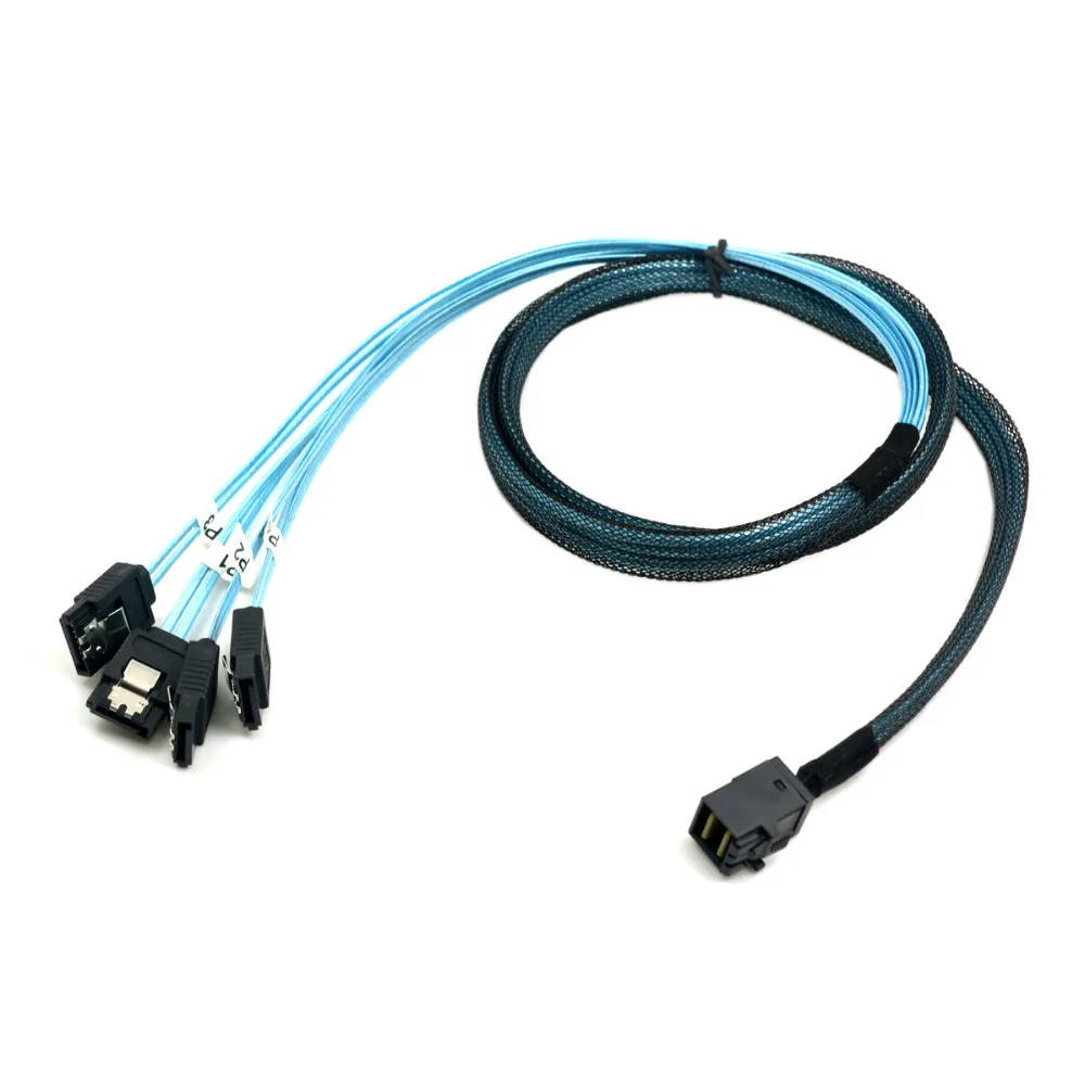 

Chenyang Internal Mini SAS SFF-8643 Host to 4 SATA 7pin Target Hard Disk 6Gbps Data Server Raid Cable 50cm 1m