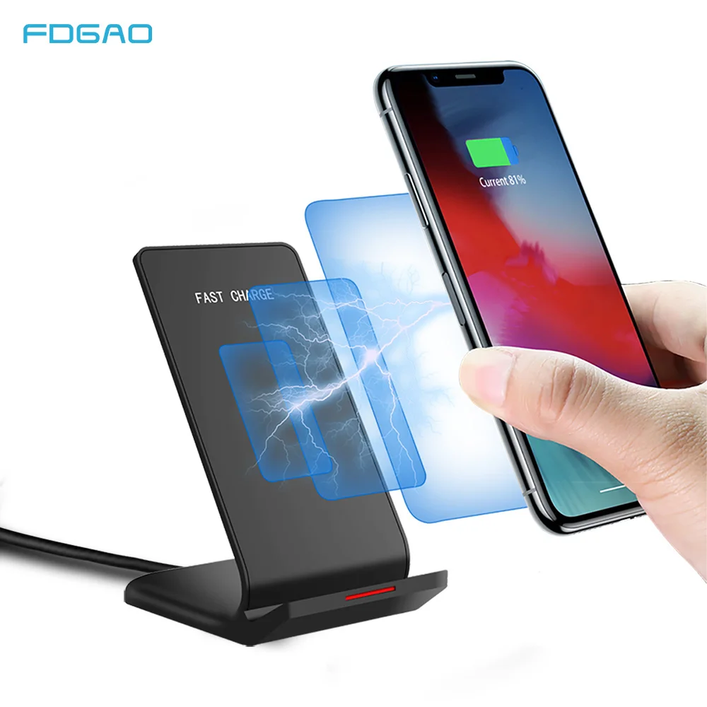 Беспроводное зарядное устройство Fdgao Quick Qi подставка для iPhone 11 Pro XS Max X XR 8 10 Вт
