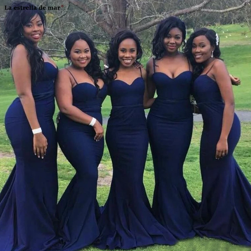Wedding party dress new satin Spaghetti Straps halter navy blue African bridesmaid dress trailing vestidos de madrinha
Wedding party dress new satin Spaghetti Straps halter navy blue African bridesmaid dress trailing vestidos de madrinha