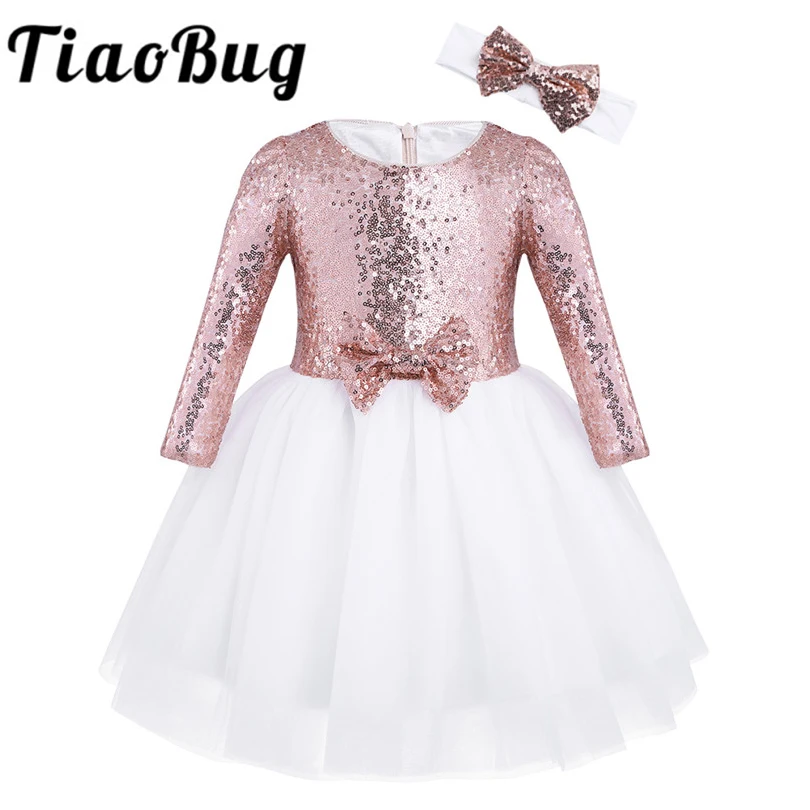 TiaoBug Kids Girls Long Sleeves Flower Girl Dresses Mesh Sequined Princess Pageant Birthday Wedding Party Dresses with Headband
TiaoBug Kids Girls Long Sleeves Flower Girl Dresses Mesh Sequined Princess Pageant Birthday Wedding Party Dresses with Headband