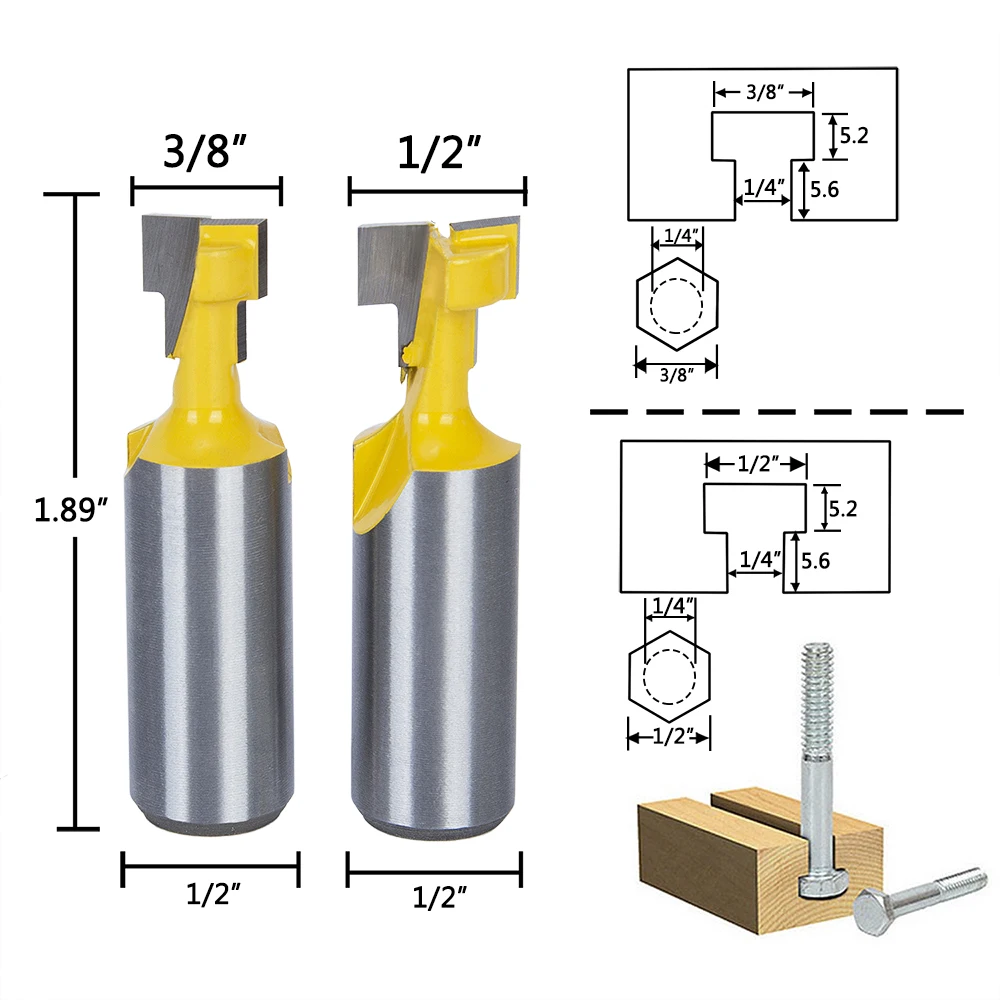 2pcs 1/2 Inch Shank Router Bit Cutter Carbide Flush Trim Woodworking Drill Lenon Cutters Milling | Инструменты