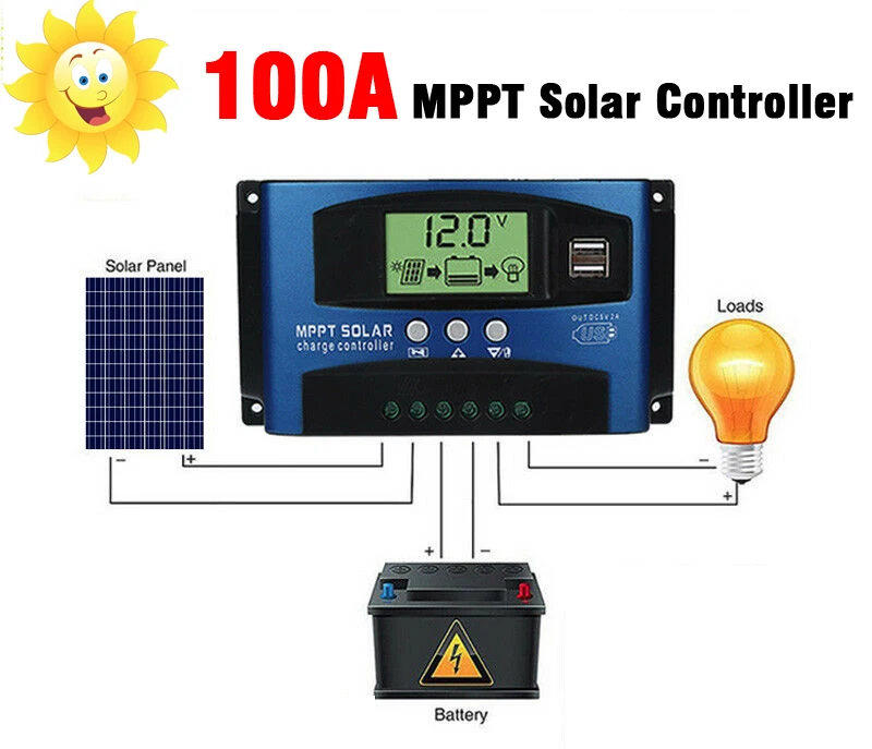 Areyourshop 100A MPPT Solar Panel Regulator Charge Controller 12V/24V Auto Focus Tracking
Areyourshop 100A MPPT Solar Panel Regulator Charge Controller 12V/24V Auto Focus Tracking