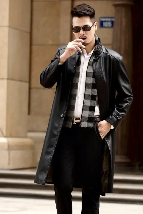 Stand collar 219 autumn thin long leather coats men casual Single-breasted coat mens leather trench coats black fashion M - 3XL
Stand collar 219 autumn thin long leather coats men casual Single-breasted coat mens leather trench coats black fashion M - 3XL