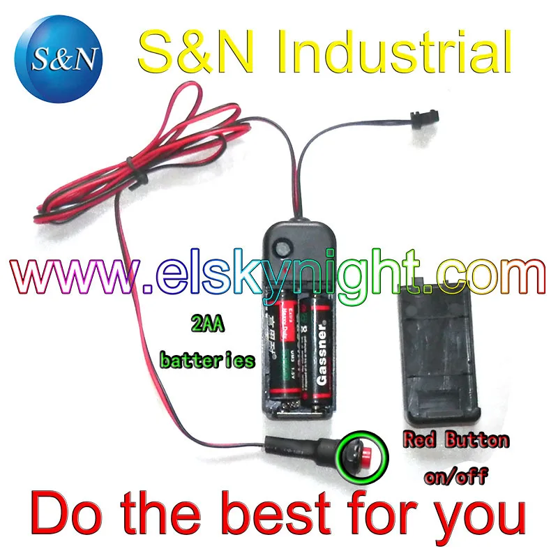 EL inverter + long strip button switch 3V2AA battery case for 5 meters el wire using for tron dancing,advertising and display
EL inverter + long strip button switch 3V2AA battery case for 5 meters el wire using for tron dancing,advertising and display