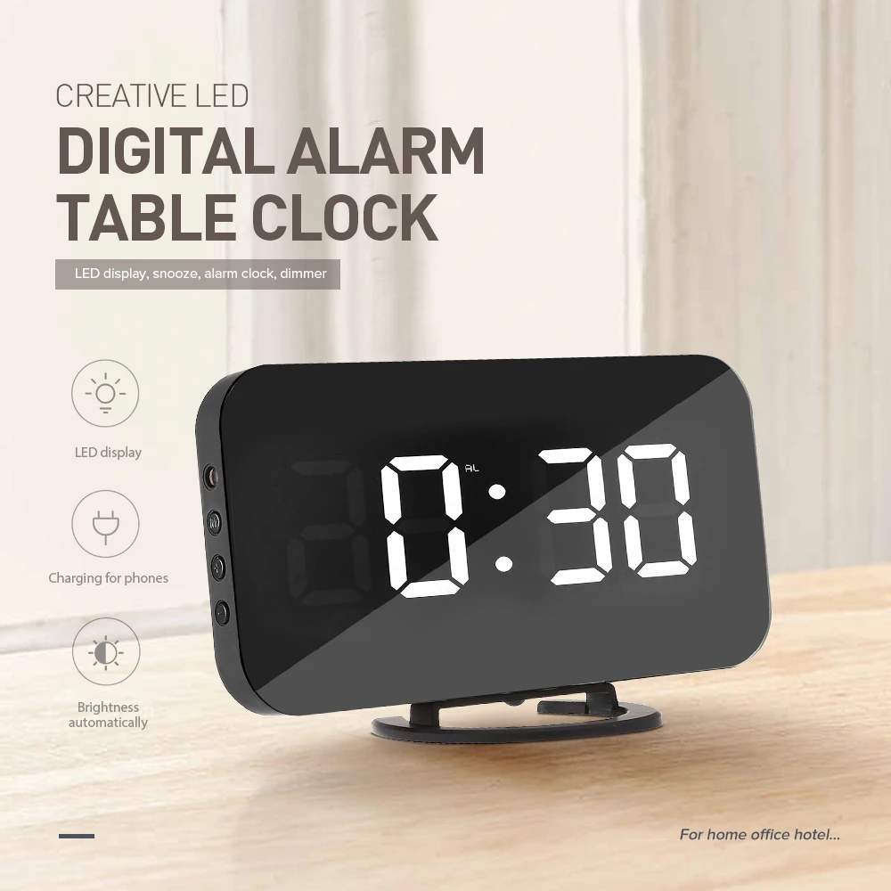 Creative LED Digital Alarm Table Clock Brightness Adjustable Home Decor Acrylic Snooze Function USB Modern Mirror Digital Clock
Creative LED Digital Alarm Table Clock Brightness Adjustable Home Decor Acrylic Snooze Function USB Modern Mirror Digital Clock