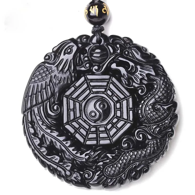Drop Shipping Natural Black Obsidian Pendant Hand Carved Dragon Phoenix Taiji BaGua Necklace For Men Women LongFeng Gift
Drop Shipping Natural Black Obsidian Pendant Hand Carved Dragon Phoenix Taiji BaGua Necklace For Men Women LongFeng Gift