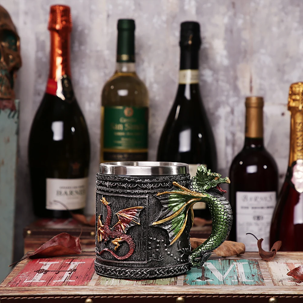 Personalized Skull mug Double Wall Coffee cup Creative Stainless Steel Knight Tankard Dragon Drinking Tea Cup Christmas gift
Personalized Skull mug Double Wall Coffee cup Creative Stainless Steel Knight Tankard Dragon Drinking Tea Cup Christmas gift