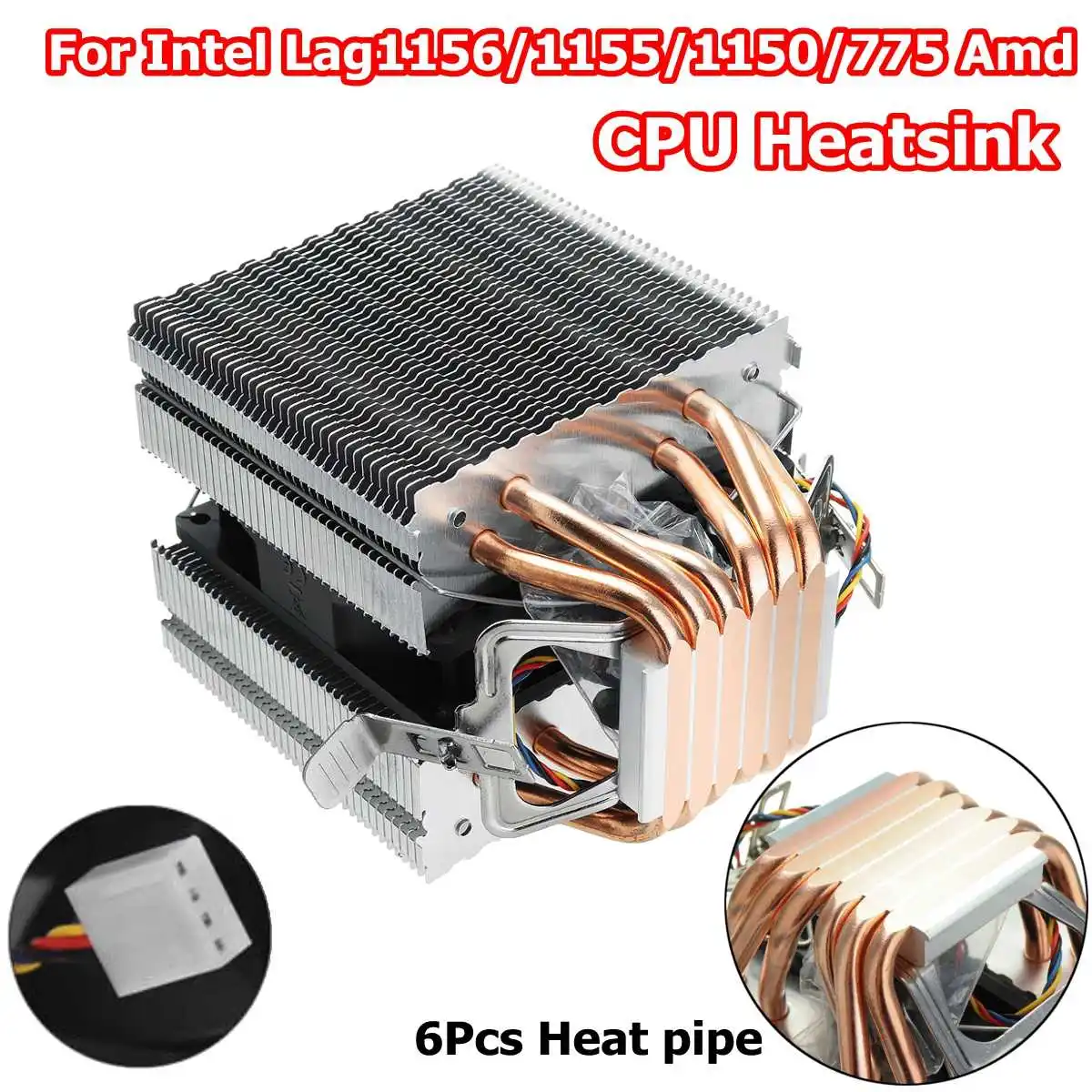 90mm Heat Pipe 6 Heatpipe Desktop Computer CPU Cooler Fan Bracket Ultra Quiet Heatsink for Intel 1156/1155/1150/775
90mm Heat Pipe 6 Heatpipe Desktop Computer CPU Cooler Fan Bracket Ultra Quiet Heatsink for Intel 1156/1155/1150/775