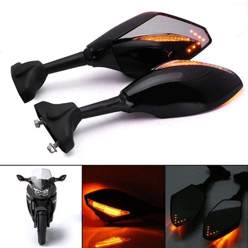 2pcs Motorcycle Rearview Mirrors Black With LED Turn Signal For Honda Kawasaki Suzuki NJ88
2pcs Motorcycle Rearview Mirrors Black With LED Turn Signal For Honda Kawasaki Suzuki NJ88