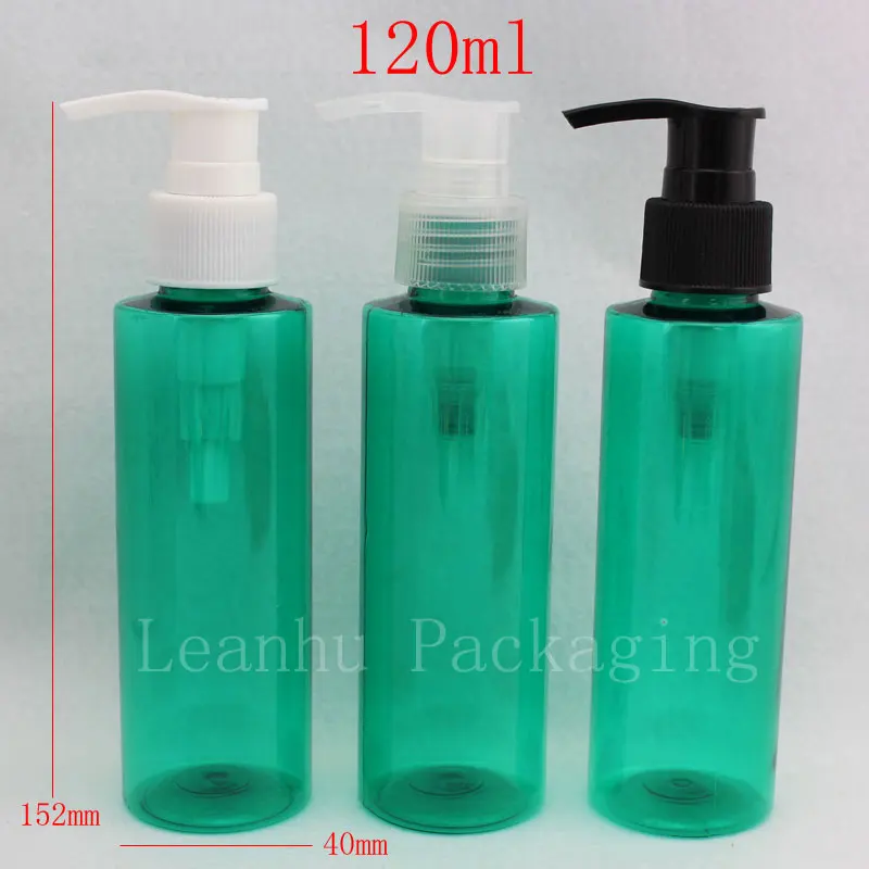 

Пустая зеленая ПЭТ бутылка 120 мл 40 шт./лот, пластиковая косметическая упаковка с дозатором, флаконы с насосом для шампуня, лосьона, насос для ...
